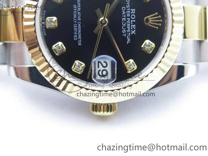 1225 StreetReady Datejust 31mm 278273 SS YG BP Maker Best Edition Black Diamonds Dial on SS YG Oyster Bracelet 2717